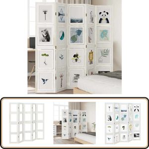 vidaXL Kamerscherm - 5 panelen - Wit - Paulowniahout Kamerscherm - Privacy Scherm - Houten Scherm - Paulownia Hout - Scheidingswand
