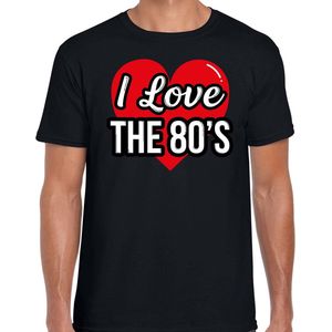 I love 80s verkleed t-shirt zwart voor heren - discoverkleed / party shirt - Cadeau voor een eighties liefhebber M