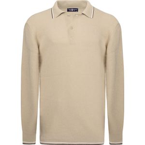 Jimmy Sanders - Gebreide Polo Trui - Beige - 100% Katoen - Heren