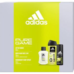 Adidas - Pure Game - 1x Aftershave 100ml - 1x Deodorant Spray 150ml & 1x Douchegel 250ml - Geschenkset voor mannen