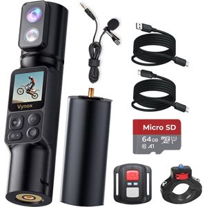 Vynox Pocket Camera 6K - 350° graden draaibare lens / 50MP / 60FPS / WiFi / Nightvision - inclusief 64GB micro SD & externe microfoon