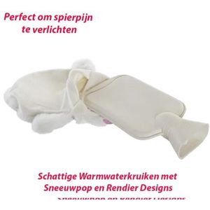 Warmwaterkruik - Sneeuwpop Designs - Zacht en Aaibaar - 1 Liter - Rubber met Fleece Hoes