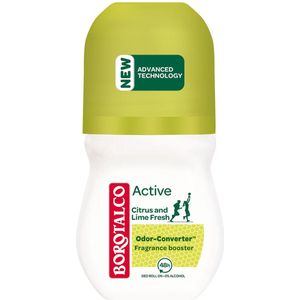 Borotalco - Deodorant Roller - Active - Citrus & Lime Fresh - 0% Alcohol - 50 ml