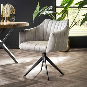 LifestyleFurn Draaibare Eetkamerstoel - set van 2 - Kirin - Velvet - Zilvergrijs