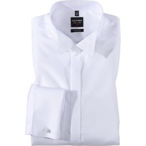 OLYMP Level 5 body fit overhemd - mouwlengte 7 - smoking overhemd - wit met wing kraag - Strijkvriendelijk - Boordmaat: 45