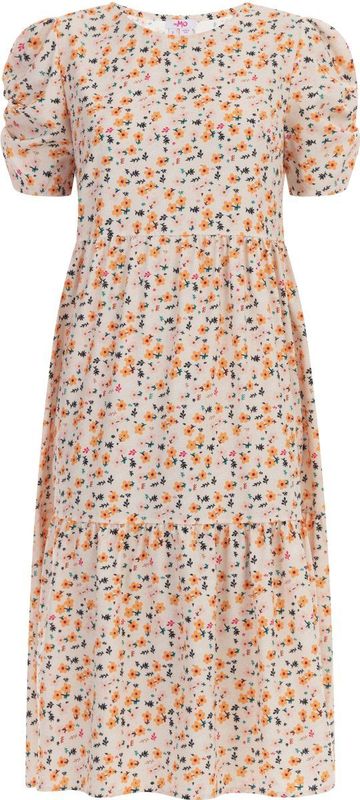 Mymo - Midi-jurk - Crème - Veelkleurig - Korte Mouwen