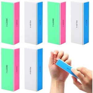 Nagelvijl set van 6 voor natuurlijke nagels - Professionele polijstmachine met 4-traps polijstvijl