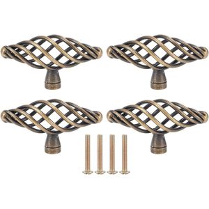 4Pcs Antique Copper Birdcage European Style Retro Door Pull Knob Zinc Alloy Cabinet Hardware .