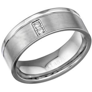 Titanium Ring Met 2 Zirkonia Steentjes