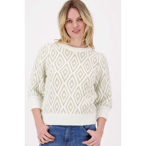 Zusss Trui Pofmouw Trui Lurex Nordic Jacquard 0305 0008 7105 Off White/goud Dames Maat - XS