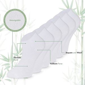 Bamboe Sokken, Sneaker Sokken, Dames en Heren, Kort, Antibacterieel, 6 Paar, 43-46, Wit