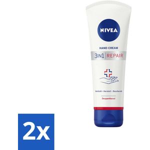 NIVEA - Handcrème - 3-in-1 Herstel - Verlicht - Herstelt - Beschermt - 100 ml - Voordeelverpakking - 2 stuks