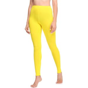 Ladeheid LA-LA40-133-LE Dames Leggings - Sport - Vrijetijdsbroek - Lang - Katoen - Sporbroek - Yogabroek - Geel - XXL