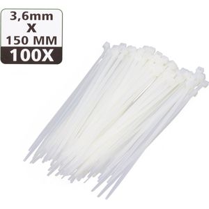 Hofftech Tie ribs - kabelbinders - UV-bestendig - 3.6 x 150 mm - wit - 100 stuks