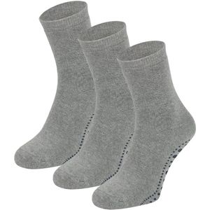Dames antislip sokken van katoen - 3 paar - 43/46 - Light grey melange