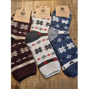 3 Paar - 100% Alpaca Wollen Sokken - Maat 39-42 - Wintersokken - Cadeau Artikel - Huissokken