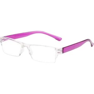 XYZ Eyewear Leesbril Paars +2.00 - Dames - Heren - Leesbrillen - Trendy - Lees bril - Leesbril met sterkte - Voordeel - Randloos - Met sterkte +2.00