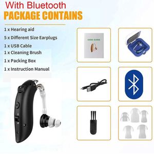 TechU™ Oplaadbaar Hoortoestel met Bluetooth – Draadloos Gehoorapparaat voor Achter Het Oor (AHO) – Helder Geluid – Intelligente geluidreductie – Comfortabel & Lichtgewicht – Zwart