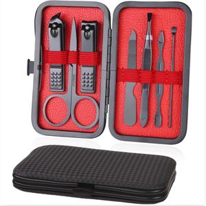 Professionele Manicureset, 7-Delige Draagbare Nagelknipper & Wenkbrauwverzorgingsset, Roestvrijstalen Nagelverzorgingstools Met Luxe Lederen Etui Voor Op Reis En Thuis