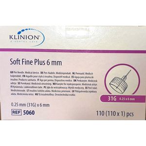 Klinion Diabetes Care Soft fine Plus pennaalden 0,25mm (31G) x 6mm