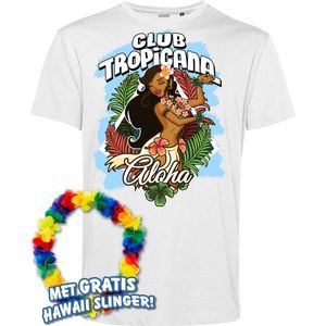 T-shirt Hula Meisje Aloha | Toppers in Concert 2024 | Club Tropicana | Hawaii Shirt | Ibiza Kleding | Wit | maat 4XL