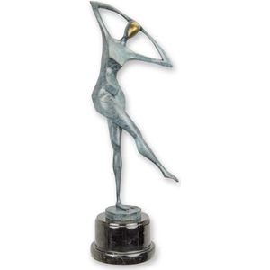 Bronzen beeld - Dansende vrouw - modernistische sculptuur - 51,3 cm hoog