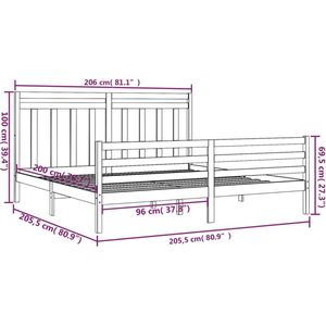 VidaXL Bedframe Massief Hout Honingbruin 200x200 cm