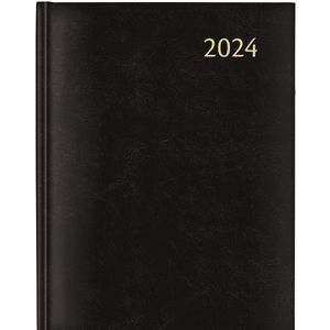 Aurora - Bureau Agenda - 2024 - Zwart - Week per 2 pagina's - 27x21cm