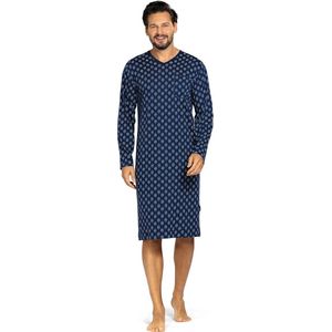 Comte - Heren nachthemd lange mouw - blauw patroon - maat S