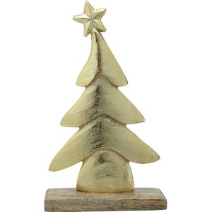 PTMD Marrey Kerstboom Beeld - 30 x 5 x 17 cm - Aluminium/hout - Goud