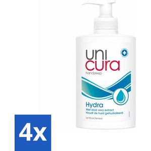 4 x Unicura Vloeibare Handzeep Hydra 250 ml - Vloeibare Zeep - Handzeep - Hydraterende Zeep - Antibacteriële Zeep - Natuurlijke Zeep