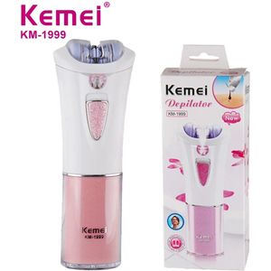 KEMEI KM-1999 | Depilator & Styler | Ladyshave | Ontharingsaparaat | Scheerapparaat - Ontharingsapparaat Vrouwen | Gezicht , Bikinilijn ,Benen & Armen | Epilator | Epileren| Bikinitrimmer - Waterdicht- incl reisetui schoonmaak borstel | Roze Wit