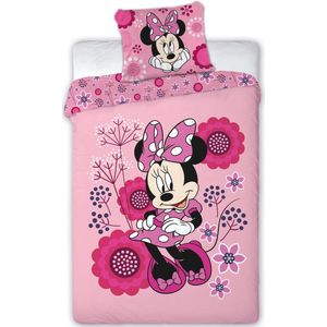 Disney Minnie Mouse Dekbedovertrek Flowers - 140x200cm + 63x63cm - Polyester