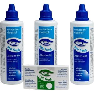 Eye Fresh 3 maanden pakket -5,25 - 6 maandlenzen + 3 flessen lenzenvloeistof - voordeelverpakking