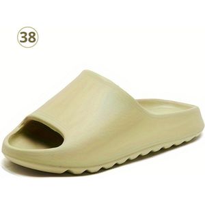 Nivard Comfortabele Slippers - Badslippers - Teenslippers - Anti-Slip Slides - Flip Flops - Stevig Voetbed - Groen - Maat 38