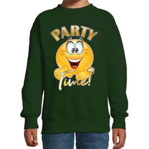 BD Verkleed sweater voor kinderen - party time emoji - groen - themafeesten/Carnaval 170/176