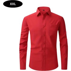 Livano Overhemd Heren - Volwassenen - Lange Mouwen - Strijkvrij - Lange Mouw - Rood - Maat XXL