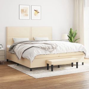 vidaXL Boxspring 200x200cm - Crèmekleurig Boxspringbed - Boxspring - Bed Frame - Creme Kleur - Tweepersoonsbed