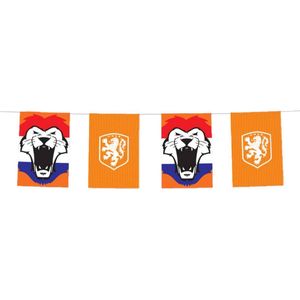 Oranje  KNVB vlaggenlijn / slinger 3 meter - Nederland oranje supporters versiering