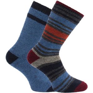 Gestreepte wollen warme sokken - prijs per 2 paar - elastan