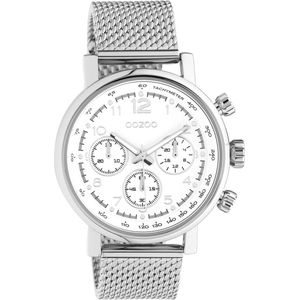 OOZOO Timepieces - zilverkleurige horloge met zilverkleurige metalen mesh armband - C10900 - Ø42