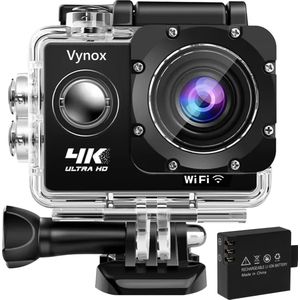 Vynox Action Camera 4K - 16MP / 30FPS / WiFi / 30M Waterdicht - Actiecamera - Onderwatercamera - Inclusief Accessoires - Gratis App