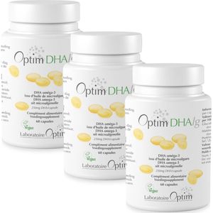 PACK 3 x Optim DHAlg 3x60 Capsules - Omega-3 Algenolie - Hoogste concentratie DHA 250mg - Vegan Omega 3 - 60 Capsules - Plantaardig Voedingssupplement - GEEN Visolie - Geregistreerd bij de Vegan Society