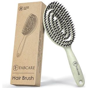 Professionele Haarborstel met Wildzwijnharen en Dubbele Spiraalveer - Ontwarringsborstel voor Elk Haartype (Groen)