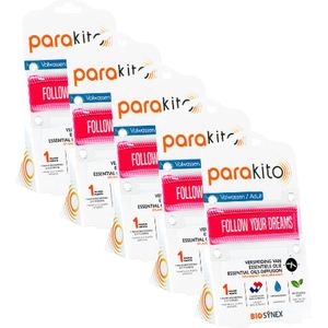 Parakito Oplaadbare Anti-Muggen Armband - Volwassen Dreams Fuchsia - 5 STUKS - Plant-Based Bescherming - Navulbaar - Innovatief