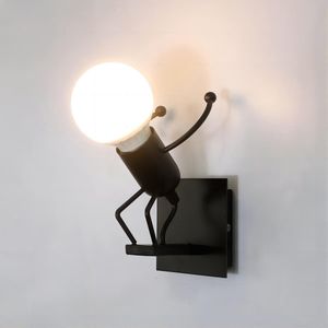 Goeco wandlamp - 19cm - Klein - E27 - Vintage - Metalen - Zwarte - Lamp Niet Inbegrepen
