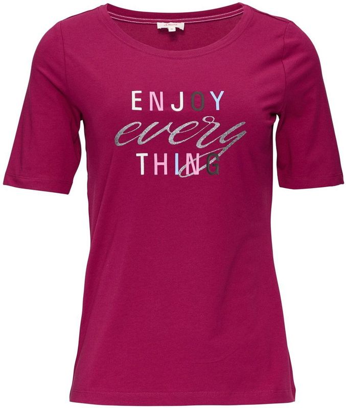 s.Oliver - T-shirt - Maat XS - Vrouwen - 44E2 LILAC/PINK - katoen