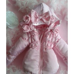Maat 146 Roze zomerjas met glitter jasje voor baby zomer glitter strikjes roosjes voorjaar jas babyjas