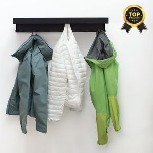 Eleganca Industriële Wandkapstok – Kapstok voor muurmontage - Veilig voor kinderen - 14 haken - 79 cm lang - Topkwaliteit -Metaal - Zwart