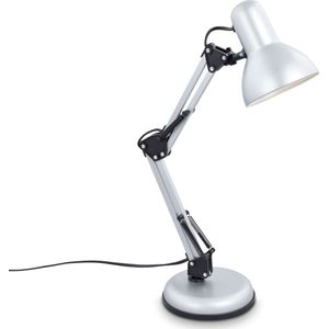 Briloner Leuchten PIXA bureaulamp tafellamp retro metaal zilver excl. 1xE14 max. 25W arm draaibaar aan de voet 4-voudig verstelbaar draaibaar en kantelbaar